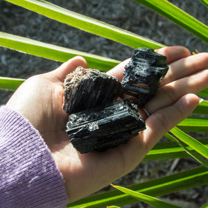 Raw Black Tourmaline Chunk, Protection Crystal