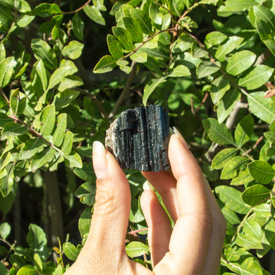 Raw Black Tourmaline Chunk, Protection Crystal