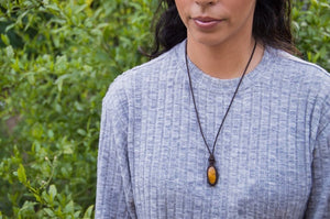 Tigers Eye Macrame Necklace, for Personal Power & Confidence