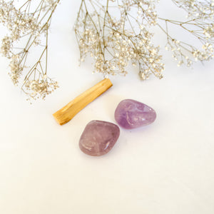Purple Amethyst Palm Stone, Meditation Crystal