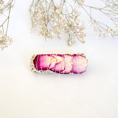 Dried Rose & White Sage Smudge Stick, Sustainably Sourced