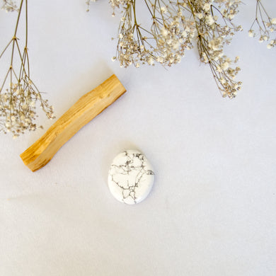 White Howlite Pocket Stone, for Stress & Anger