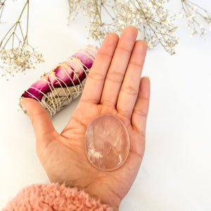 Pink Rose Quartz Pocket Stone, for Love & Healing