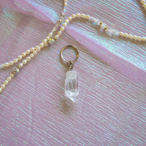 Raw Clear Quartz Point Keychain, for Clarity & Energy Amplification