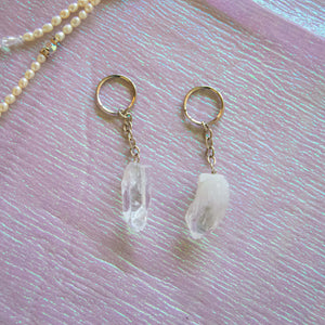 Raw Clear Quartz Point Keychain, for Clarity & Energy Amplification