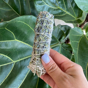 dried floral white sage smudge stick